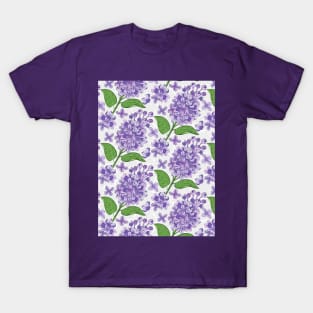 Purple Lilac Flowers Pattern T-Shirt